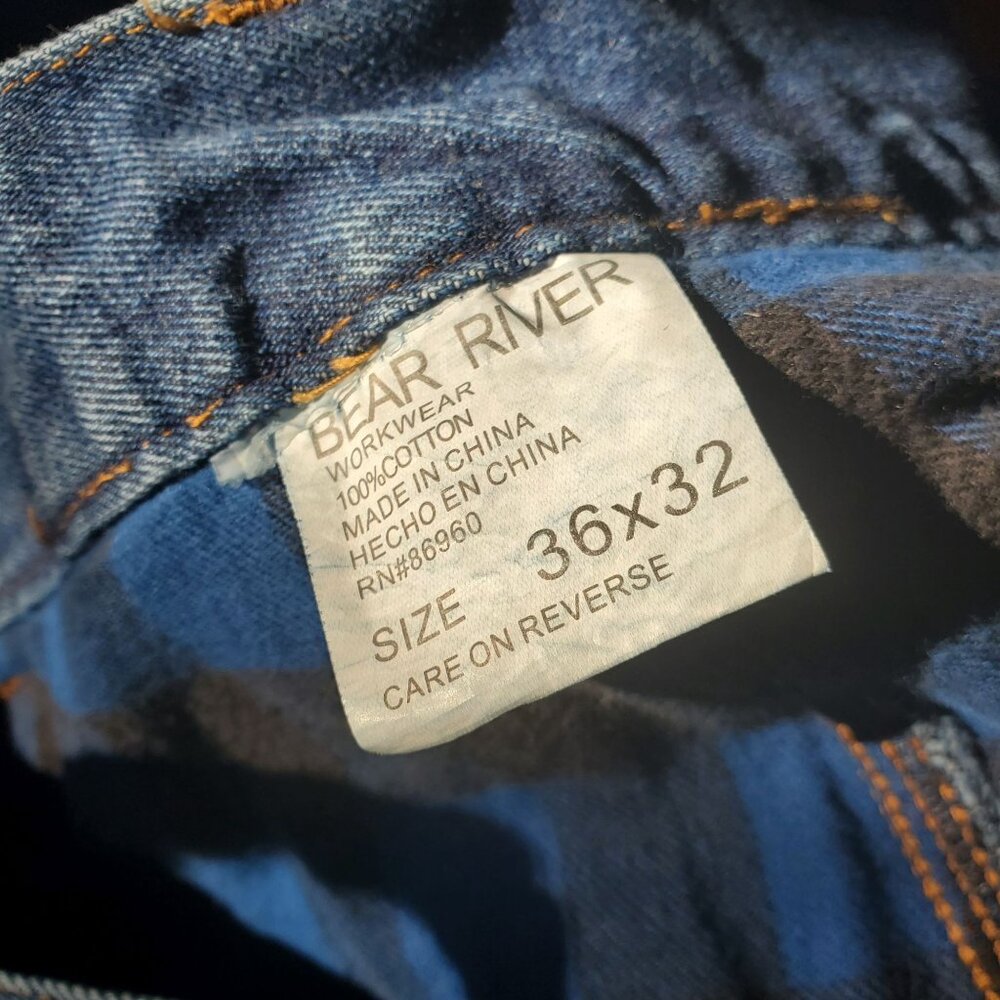Bear River Men's Size 36/32 Flannel Lined Denim Jeans - Picture 7 of 10
